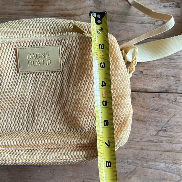 Dagne Dover Yellow Air Mesh Minimalist Crossbody Bag with Dust Bag - Picture 14 of 17